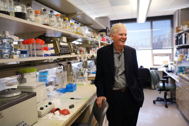 NEW YORK, NY - OCTOBER 02: Rockefeller University biologist Michael Young stands in his lab after winning the Nobel Prize in Physiology or Medicine on October 2, 2017 in New York City. Young discovered the molecular mechanism of circadian rhythm, which governs biological clocks that regulate sleep, eating behavior, and metabolism. (Photo by Spencer Platt/Getty Images)